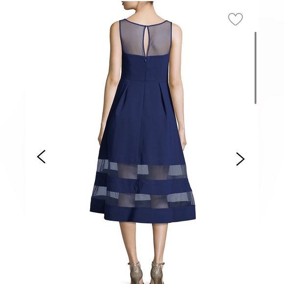 Sleeveless Illusion Top Fit-and-Flare Cocktail Dress - Picture 1 of 3